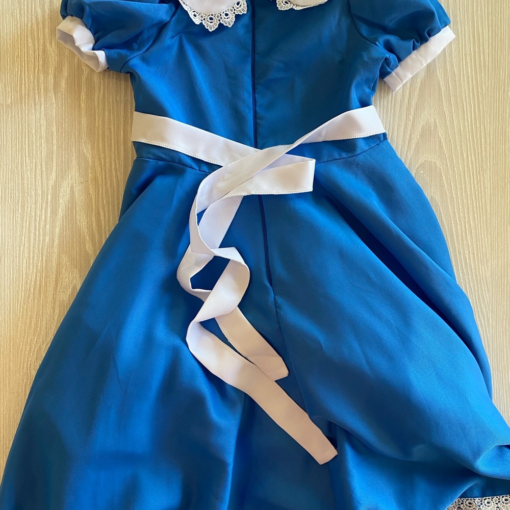 Classic Blue Alice-Style Kids Costume Dress with White Apron - Picture 5 of 7